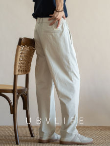 UBV | Cooling Absorbent Tencel Loose Casual Pants Mens Semi-elastic Waist