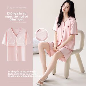 Bộ đồ ngủ nữ MiiOW bằng lụa có đệm ngực vải mỏng thoải mái - mùa hè