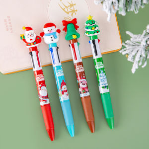 Creative Cartoon Christmas Grandpa Reindeer Squirrel Four-Color Ballpoint Pen Student Stationery Prize Gifts Christmas Gifts