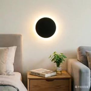 Đèn Tường LED Tròn Phong Cách Tối Giản Bắc Âu Đèn Gắn Tường Hiện Đại Cho Biệt Thự Trang Trí Thời Trang Cho Hành Lang Lối Vào Hiên Nhà Phòng Ngủ Ngoài Trời Nhà Ở Màu Đen/trắng