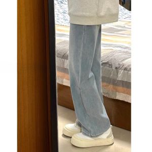 Quần Jeans Denim Ống Rộng Cạp Cao Màu Trắng Cho Nữ Quần Dài Đến Sàn Ôm Dáng Mùa Hè Quần Jeans Denim Ôm Dáng Cao Cấp