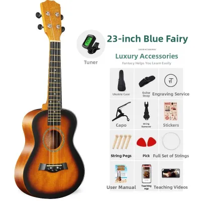 xiwoo | Bordered Spruce Solid Mahogany Ukulele For Beginners