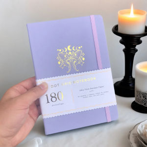 BUJO A5 Dotted Journal – Premium Dot Grid Notebook 180gsm Paper Silver Edges Hardcover Pocket Gift Packaging