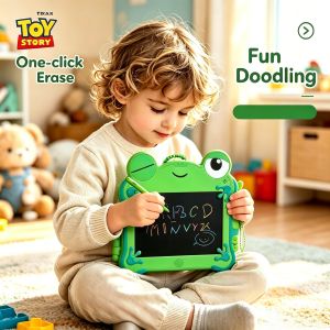 Bandai | Toy Story 5 Authentic Frog Lilypad LCD Tablet Keychain Erasable Drawing Boys Puzzle Drawing Erasable Handwritten Bag Pendant