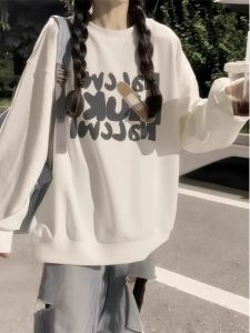 Girls round Neck Sweatshirt Pure Cotton Loose Fit School Style Middle High School Students Casual Comfortable Top