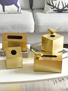 Hộp Đựng Khăn Giấy Bằng Kim Loại Sang Trọng Phong Cách Bắc Âu Trang Trí Phòng Khách Bàn Trà Hộp Đựng Khăn Giấy Màu Vàng