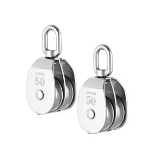 1PC M20 M25 M32 M50 Heavy Duty Double Pulley Swivel Lifting Rope Pulley Block Stainless Steel Cable Pulleys Wheel Tackle Lifting