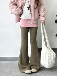 Casual Laid-Back Style Low Waist Contrast Color Slightly Flared Yoga Pants Womens Fall and Winter New Arrival Elastic Slim Fit Slimming Horseshoe Pants