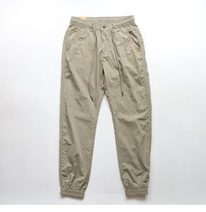 Mens Casual Elastic Waist Cargo Pants Summer Thin Loose Quick Dry Work Trousers Wear Resistant Fashion Urban Style Green
