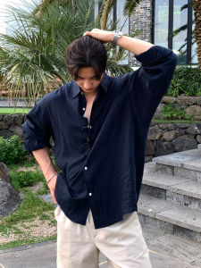 Ssumenam | Laid-back Summer Mens Long-sleeved Flax Shirt