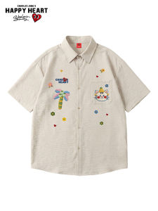 CHARLES JANGS HAPPY HEART | Japanese Simple Style Cat Flower Breathable T-Shirt