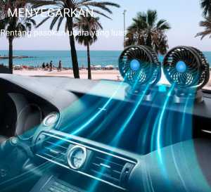 Kipas Angin Mobil Double Headed Fan Aksesoris Mobil Interior - Kipas Angin Mobil Termurah 12v dan 24v