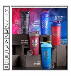 Original BlenderBall® Stainless Steel Marvel Blender Mix Bottle Protein Shaker Water Tumbler(Iron Man/Captain America/Thor/Spider Man/Black Panther)