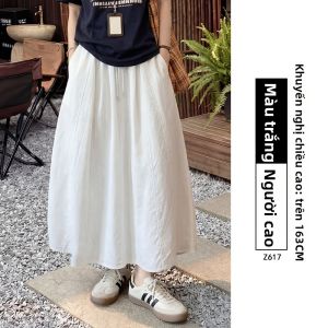 XIANYIJIAO | Chân Váy Xòe Khaki Nhanh Khô Dành Cho Kích Cỡ Lớn và Người Thấp