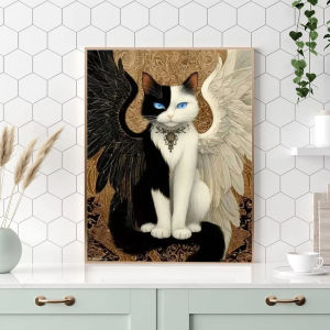 500/1000/1200/2000PCS Jigsaw Puzzle Magical Fantasy Mysterious Black Cat With Angel Wings For Adults Perfect Gift For Cat Lovers