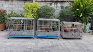 กรงสุนัขสแตนเลสแบบพับได้ (3ไซส์ M/L/XL) คอก หมา คอก สุนัข กรง หมา กรง grade202 ราคาถูก Hot Sale Stainless Steel Cage