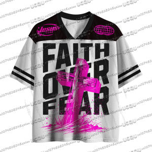 Heals ChristianJersey PersonalityT-Shirt Summer WomenS Fashion High Street Short Sleeved V-Neck Mesh Sportswear Casual Y2k Top