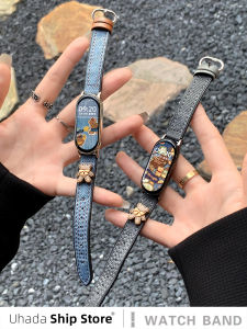 Uhada Denim Stitching Creative Cookie Bear Xiaomi Band 10 Bracelet Mens Sports Smartwatch Strap Compatible with Xiaomi 9 8 7 NFC