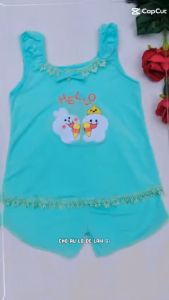 COMBO 3 BỘ 3 MÀU Bộ thun lạnh dây bản cho bé gái MÀU NGẪU NHIÊN 18-22kg