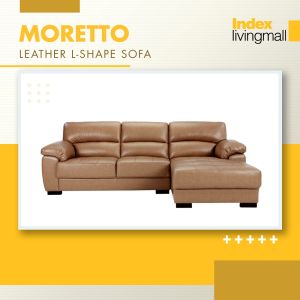 INDEX LIVING MALL โซฟาหนังแท้ผิวสัมผัส L-Shape ด้านซ้าย รุ่นโมเร็ตโต้ - สีน้ำตาล 18 วันการหมาย