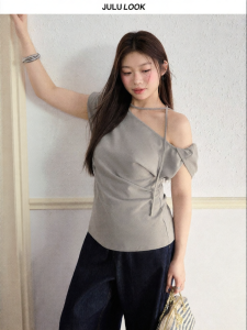 JULULOOK | Áo Không T Tay Thiết Kế Đính Nút Bất Đối Xứng Dành Cho Người Mập