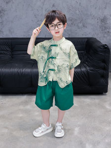 New Chinese Style Boys Short Sleeve Outfit Baby Ancient Costume Summer National Style Childrens Tang Suit Boys Traditional Wear