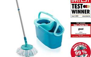 Cây lau nhà Leifheit Twist Ergo tặng kèm gạt kính- made in EU bản Turbo NỘI ĐỊA Đức