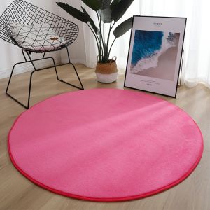 Simple Solid Color Soft Circular Printed Carpet Flannel Non Slip Foot Mat Suitable for Bedrooms Living Room Childrens Rooms