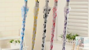 Kids rainbow umbrella long handle transparent polka dot elementary school student umbrella