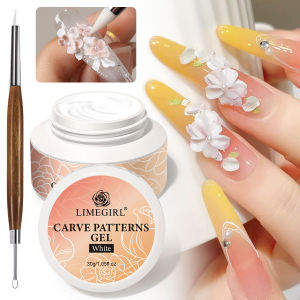 LIMEGIRL 30g Non Stick Hand Carved Patterns Gel with Carving Pen 3D Shaping Carving Diamond Decoration Nail DIY Design Solid Gel
