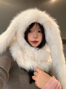 Bugs Bunny Plush Bonnet Childrens Winter Cute Thickening Warm Earflaps Cap Rabbit Ears Scarf Integrated Ushanka