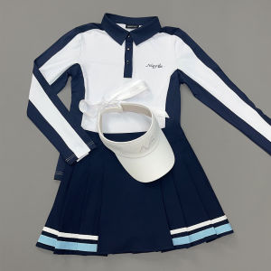 New Fall/winter Golf Clothing For Women - long-sleeved Color-matched Placket Polo Shirt With Moisture-wicking and Sweat-absorbing Properties High-quality Elastic Comfortable Outdoor Casual Sportswear Skirt
