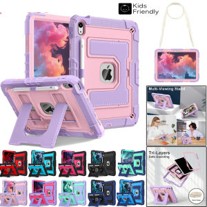 For Apple iPad Mini A17 Pro Mini 7 Mini 6 8.3 inch Tablet Heavy Duty Folding Stand Kids Friendly Case Cover With Shoulder Straps Pen Slot
