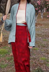 Original Song Dynasty Straight Collar Short Shirt Two-Piece Skirt Aircraft Sleeve Hanfu Daily Wear Womens Clothing