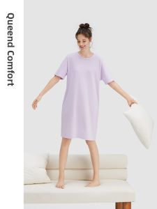 Cotton Sleepwear Women Summer Loose Short Sleeve Home Dress plus Size Maternity Nightgown Comfortable Breathable Sleep Gown