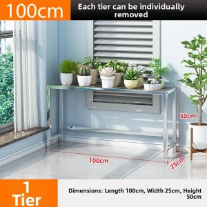 Wide Stainless Steel Stepladder Flower Rack Multiple Layers Outdoor Display Shelf