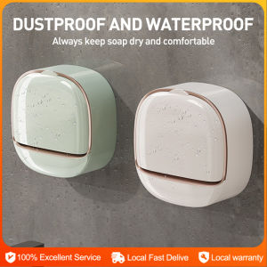 Soap Box Punch-free Wall-mounted Household Soap Box High-end Drain with Lid Light Luxury Bathroom Soap Storage Rack