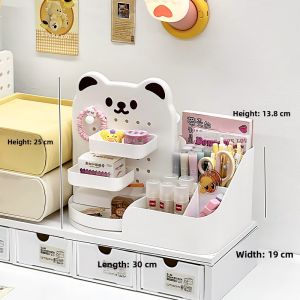 Cute Rotating Desktop Tissue Box Office Desk Creative Ornaments Paper Towel Box Stationery Partition Storage Pen Holder