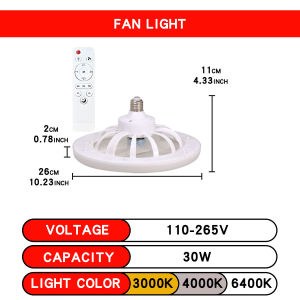 Remote Control Ceiling Fan with LED Lamp Ceiling Fan with E27 Converter Base Smart Ceiling Fans For Bedroom Living Room