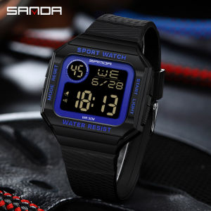 SANDA Mens Fashion Military Sports Watch LED Digital Waterproof Luminous Alarm Clock Complete Calendar Men Watches