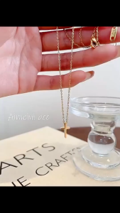 Cute Gold-Plated Necklace Stainless Steel Cross Charm Pendant Necklace for Women