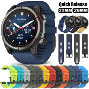 Silicone 26mm 22mm Watch Strap for Garmin Quatix 8 8Pro 47mm 51mm Fenix E 8 Pro 7 7X 6 6X 5 5X Plus EPIX QuickFit Official Bands