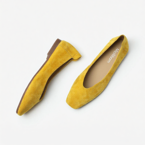 MIOLLIBARN | Suede Sheepskin Square-Toe Low-Cut Flat Comfortable Womens Shoe