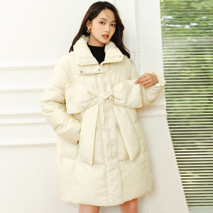 Yigue | Stereoscopic Bow Mid-Length Winter Womens Down Jacket