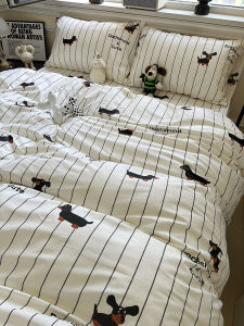 Seine Riverชนบท เรียบง่าย บริสุทธิ์ ผ้าฝ้าย ผ้าปูที่นอนผ้านวมปลอกหมอนเดี่ยวสามารถจับคู่หอพักชุดสี่ชิ้นได้