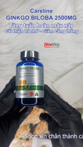 Viên uống bổ não Careline Ginkgo Biloba 2500MG hỗ trợ hoạt huyết dưỡng não giúp tăng cường trí nhớ cải thiện chứng đau đầu mất ngủ mệt mỏi