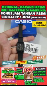 CASIO ORIGINAL - CASIO LQ-142-1BDF - WOMEN - Black - Strap Resin - Jam dunia JD18ST # Jam Tangan Wanita Cewek Anti Air Digital Analog + CASIO LQ 142 1B LQ-142 142 LQ142 LQ-142-1B $ WR0 STR KC7 HT7