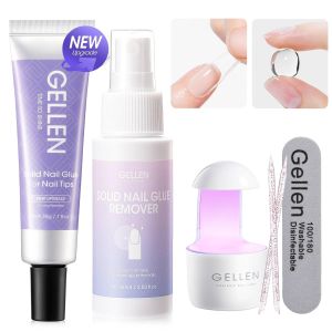 GELLEN 30g Polygel Nail Glue Solid Gel Adhesive Kit Press on Nails Remover for Acrylic Nail Tips UV LED Lamp Home Salon Manicure