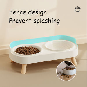 Cat Bowl Double Bowl Set - Anti-Spill Anti-Tip Pet Food Bowl & Water Bowl | Non-Slip Base Cute Cat Feeding Bowls Pet