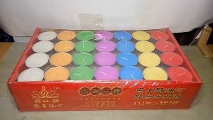 Lilin Tealight & Dekorasi: Lilin Doa Warna Warni 4 Jam Tekstur Lunak Isi 112 Pcs